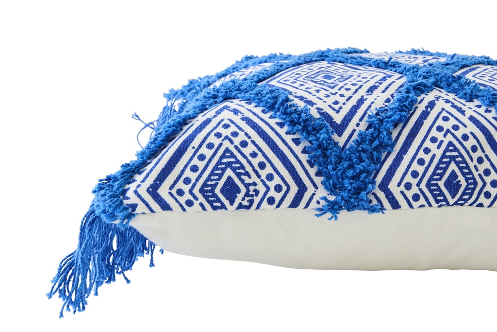 Cushion Oriental Pattern Cotton Blue/White – photo 4 – J-Line Mauritius