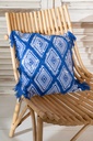 Cushion Oriental Pattern Cotton Blue/White – photo 5 – J-Line Mauritius