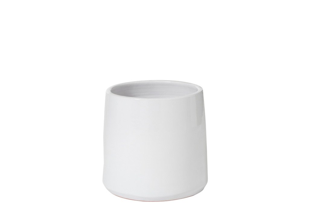 Pot de fleurs rond en céramique blanc