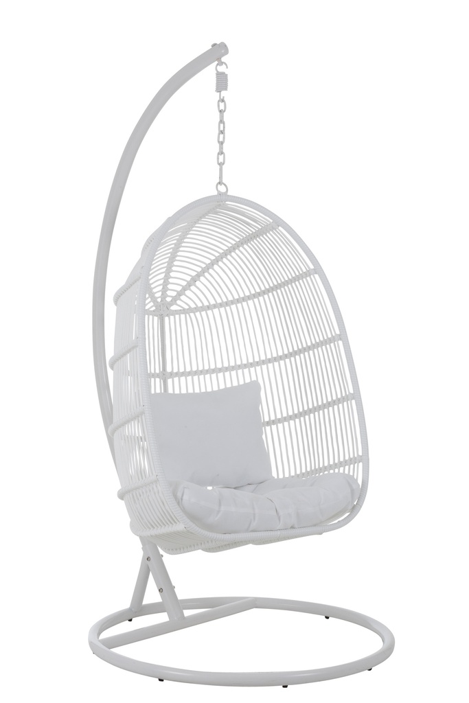 Chaise suspendue ovale en acier blanc