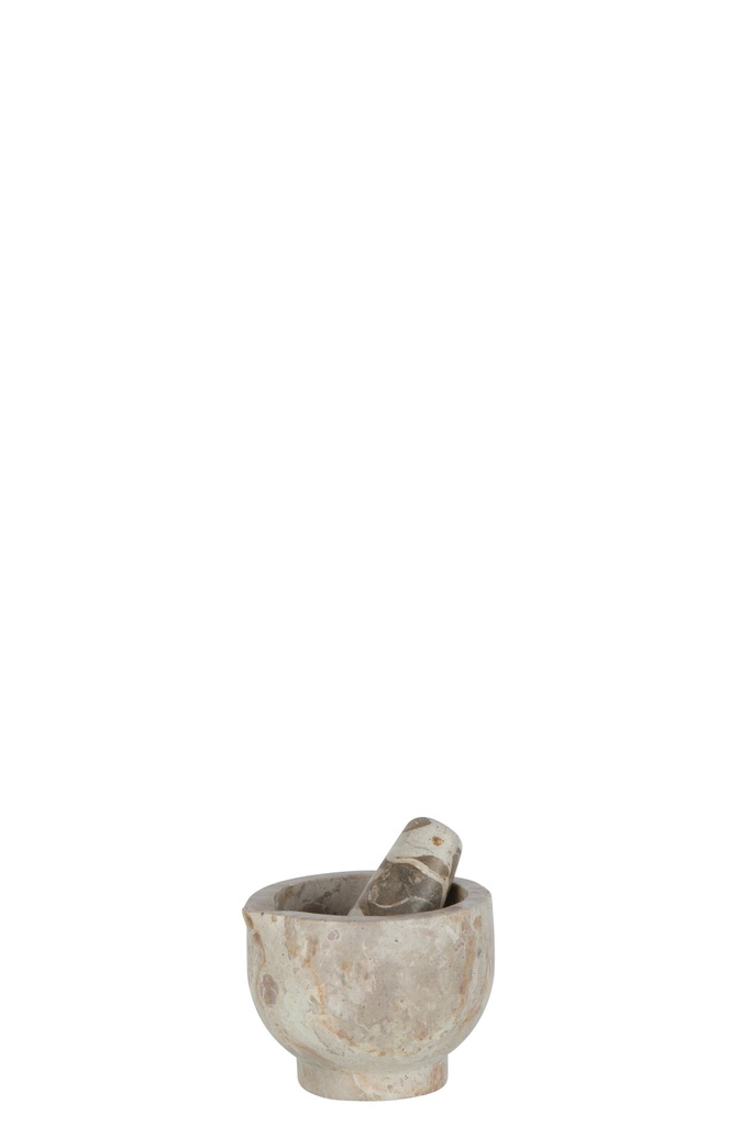 Mortier et pilon en marbre beige