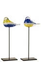 Bird On Foot Glass/Metal Blue/Yellow