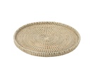 Plateau rond en jonc de mer/plastique naturel/blanc