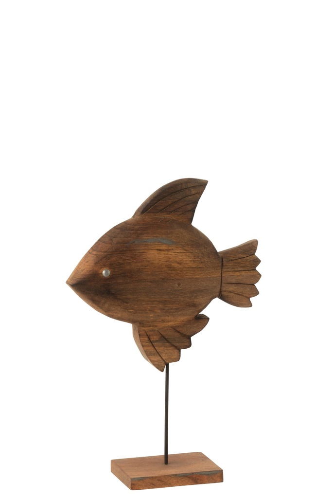 Décoration Poisson Bois de manguier/Métal Marron/Noir