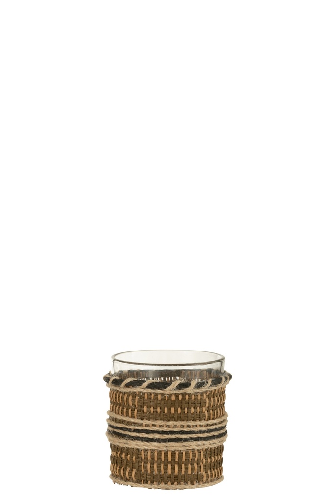 Photophore en verre marron/beige