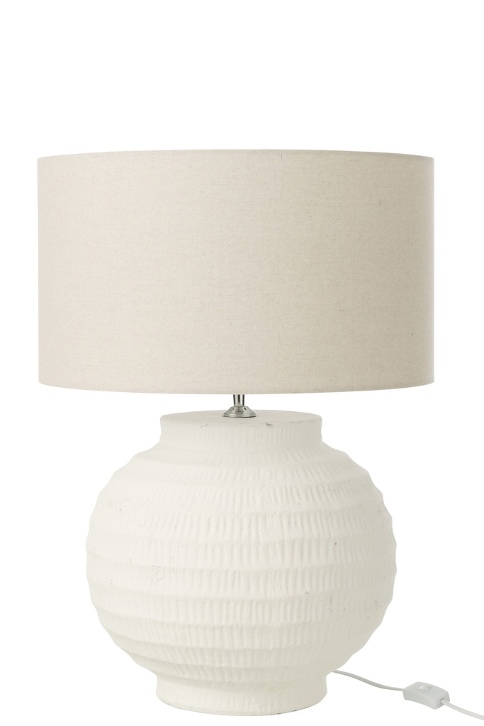 [53976] Lampe de table en terre cuite blanche