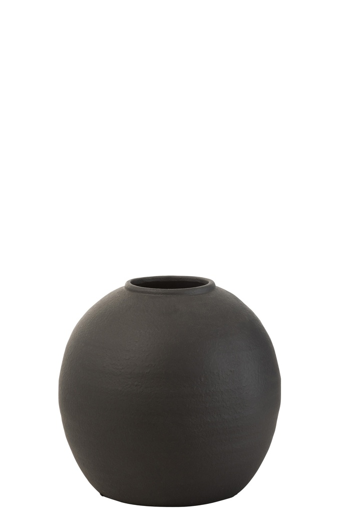 [15324] Vase rond en ciment noir