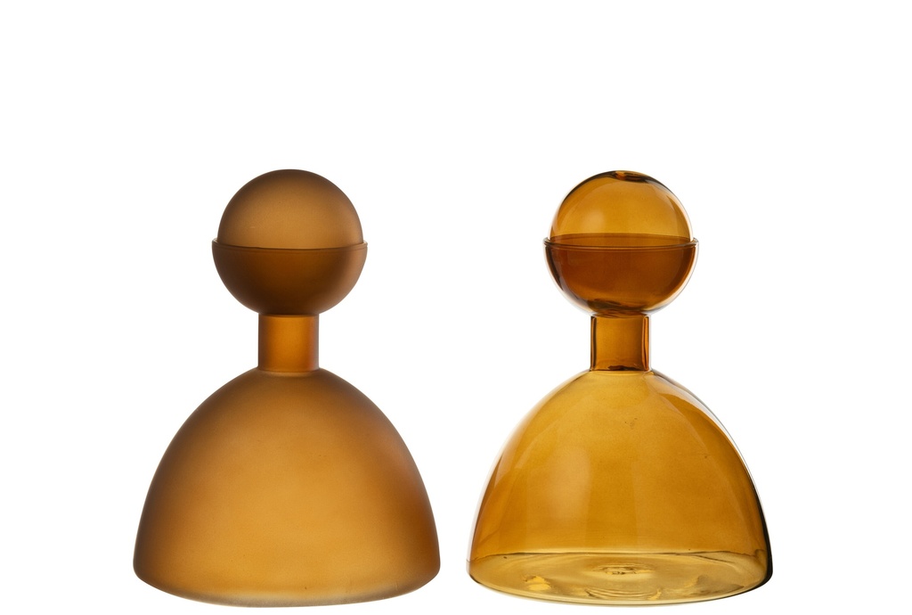 Vase Bouteille + Bouchon Rond Verre Brillant/Mat