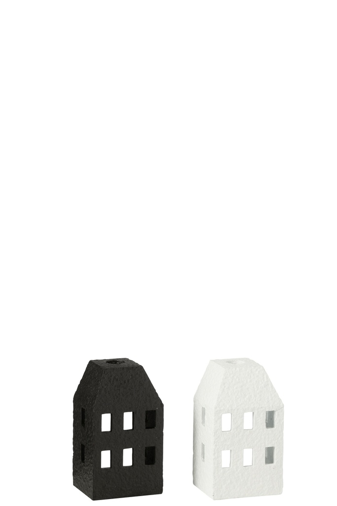 Bougeoir Maison Ciment Noir/Blanc