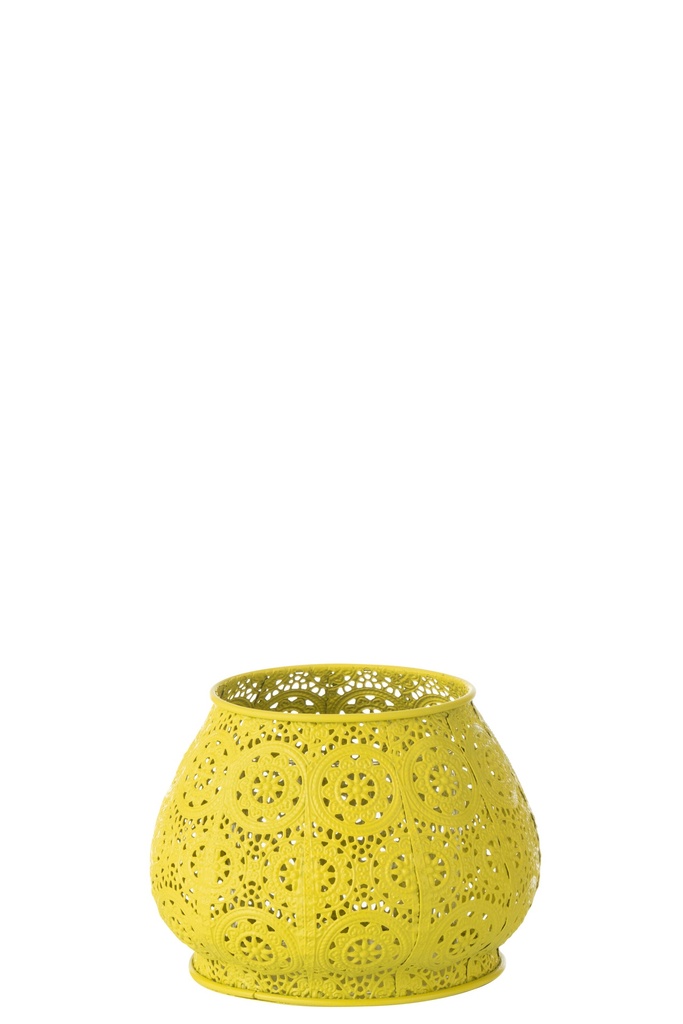 [50934] Photophore cylindrique en métal/verre jaune