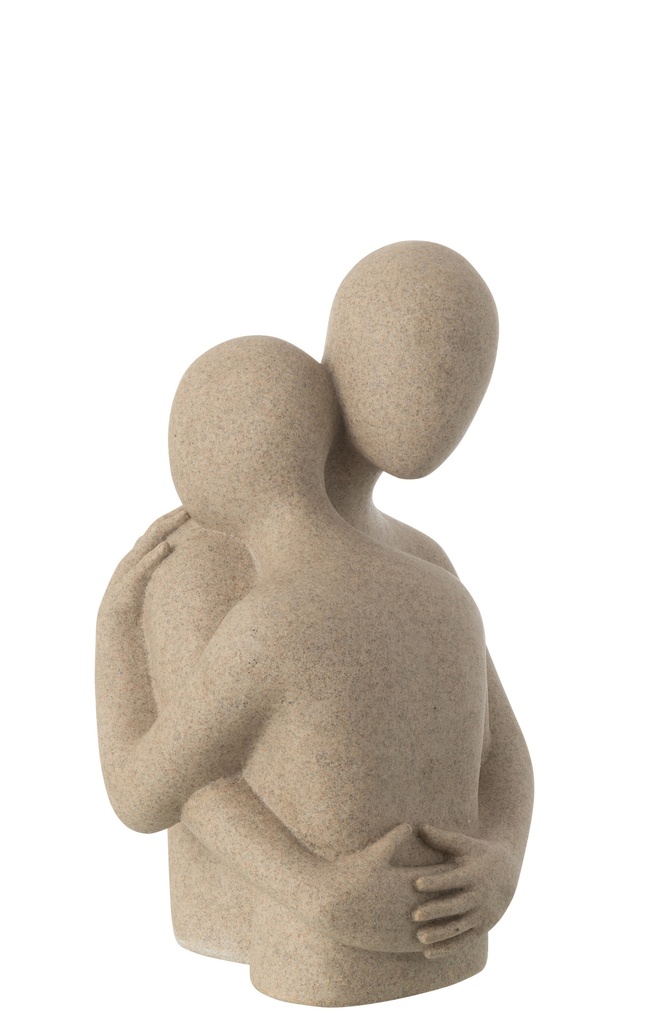 Buste Couple Câlin Résine Beige