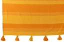 Plaid Rayures + Pompons Coton Orange