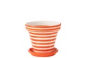Pot de fleurs + assiette Granada Stripes en céramique fait main/peint à la main