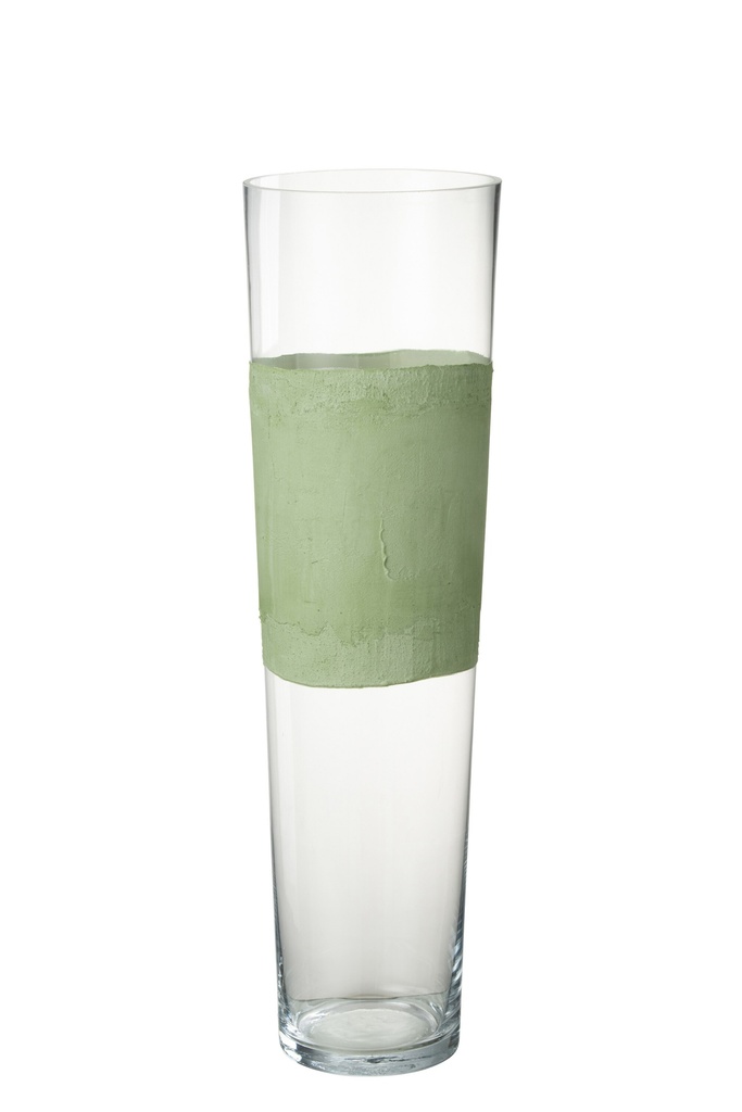 Vase Delph Glass Transparent/Green Large