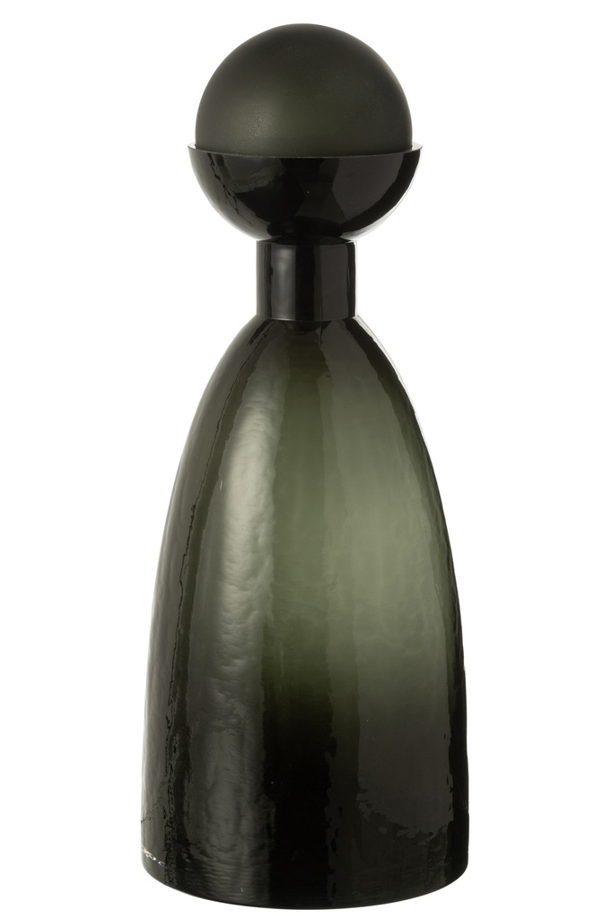 Vase Bouteille + Bouchon Adria Verre Foncé
