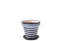 Flowerpot+Plate Granada Stripes Handmade/Handpainted Ceramic