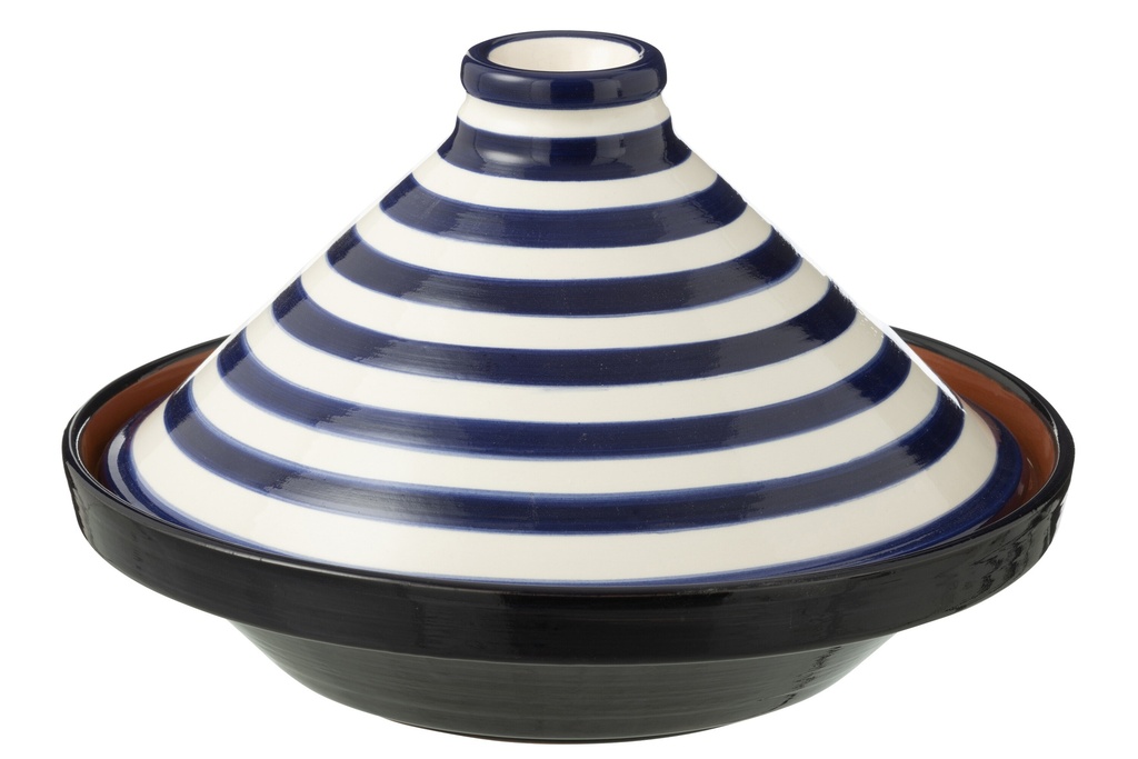Tagine Granada Stripes Ceramic White/Cobalto