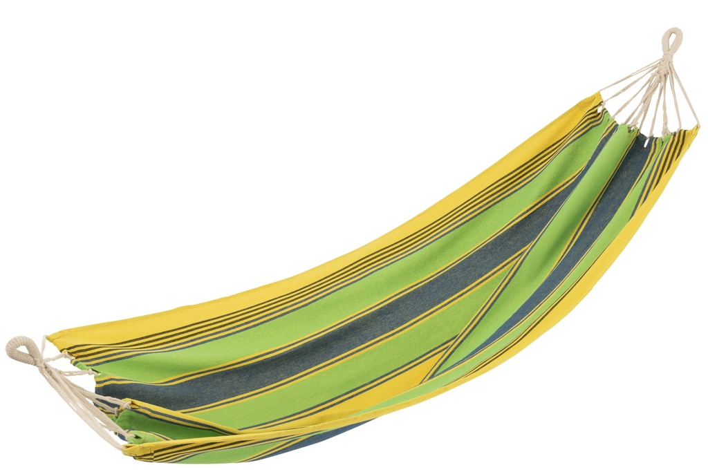 Hamac Rayures Coton/Polyester Vert/Jaune/Bleu