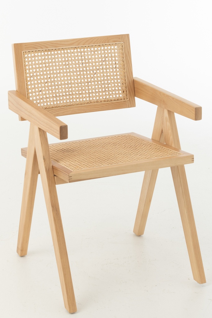 Chaise Grid en bois de frêne/rotin naturel