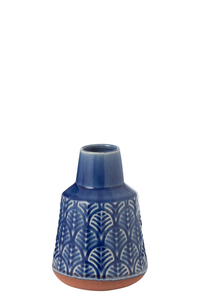 Vase Léo Allongé Porcelaine Bleu/Terra