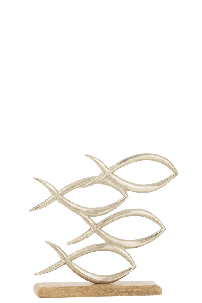 [40195] Fishes On Base Aluminium Silver