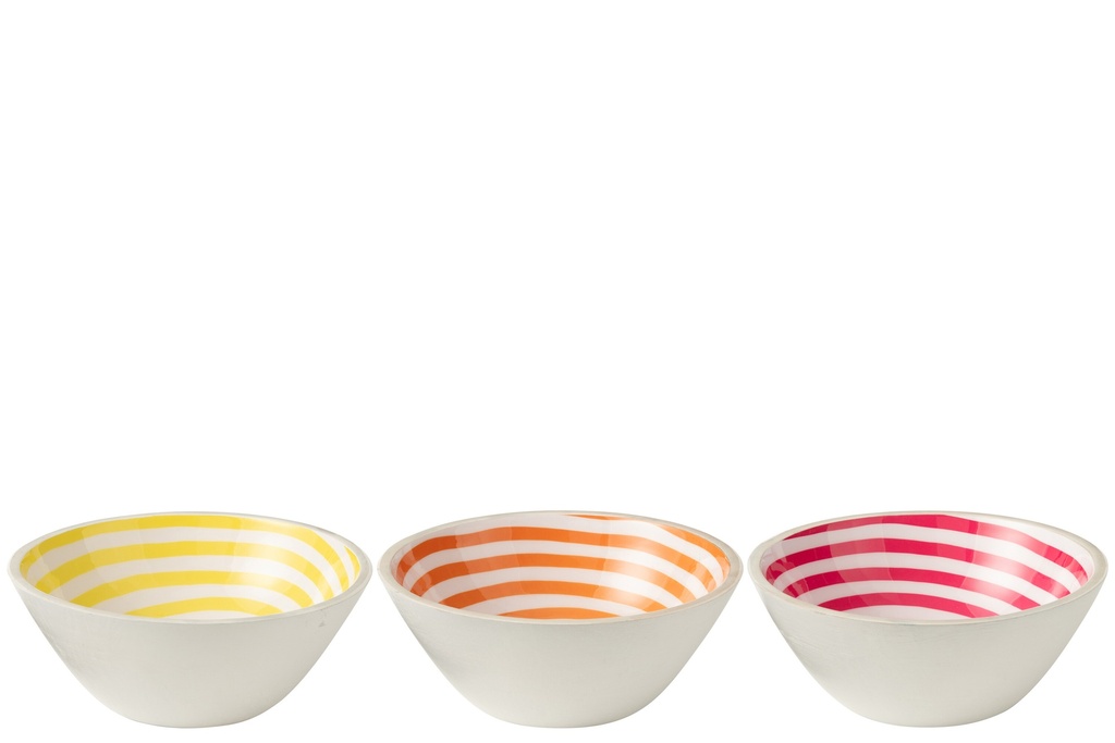 Bowl Spiral Mango Wood Pink/Orange/Yellow