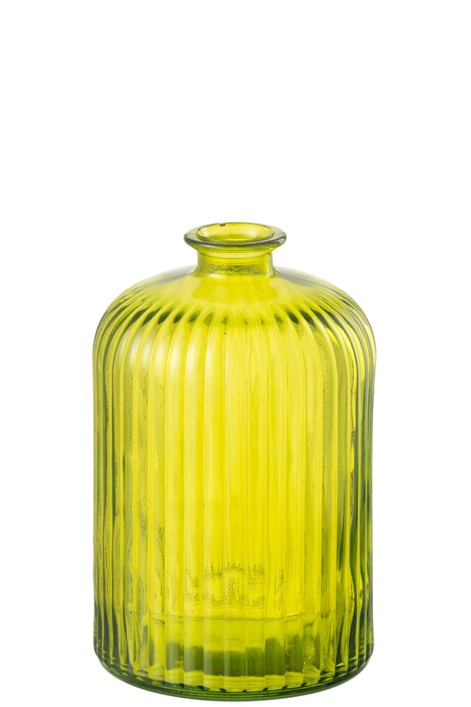 Vase Bouteille Rayé Verre Jaune