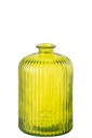 Vase Bouteille Rayé Verre Jaune