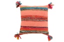 Coussin Chindi Pompons Coton/Polyester Rose