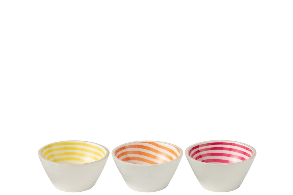 Bowl Spiral Mango Wood Pink/Orange/Yellow