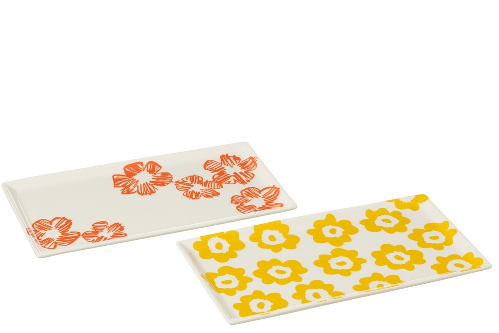Assiette Fleur Rectangle Céramique Mix