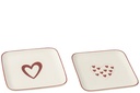 Assiette Coeurs Porcelaine Assortiment Blanc/Rouge