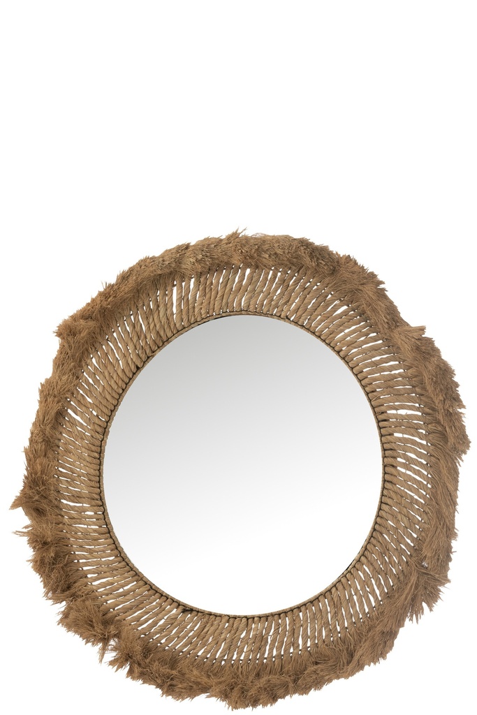 [41503] Miroir rond tressé en herbe naturelle
