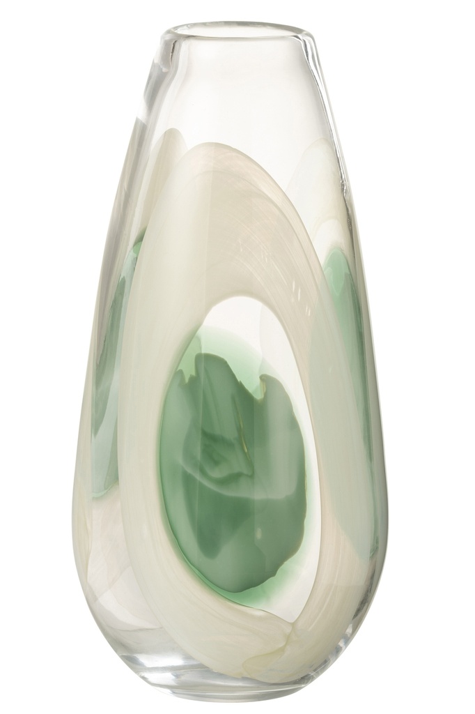 Vase Livy Glass Green/White/Transparent Large