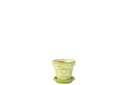 Flowerpot+Plate Granada Handmade/Handpainted Ceramic Green/White