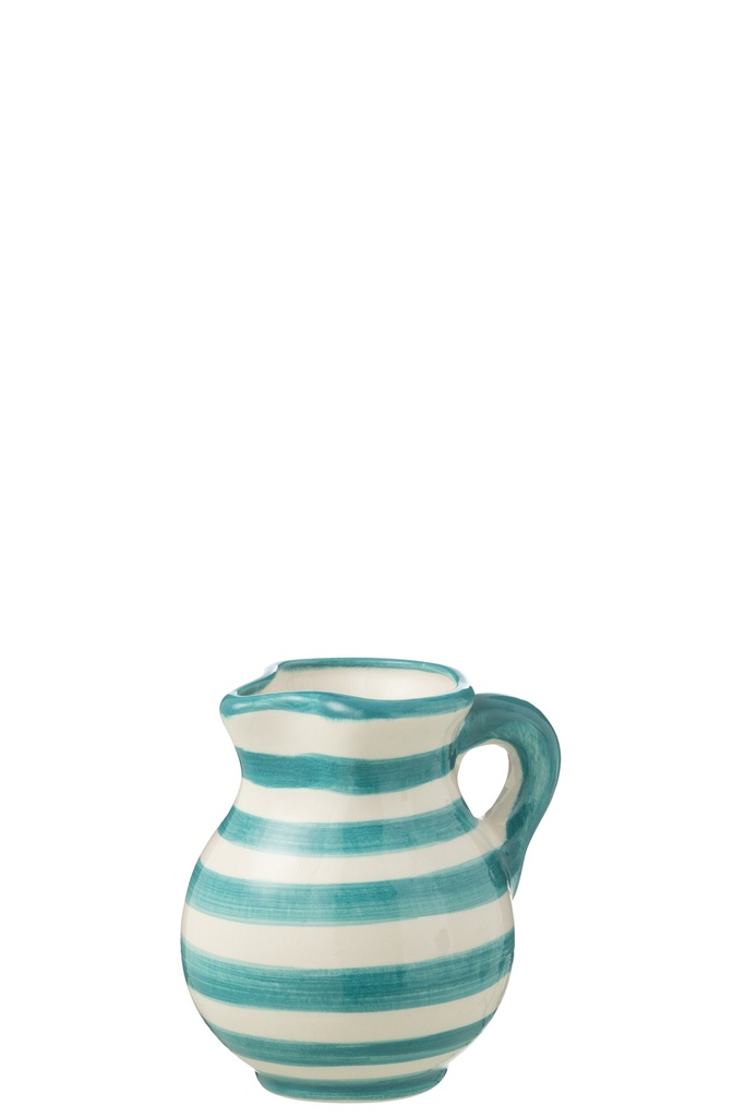 Pichet Granada Stripes en céramique blanc/aqua