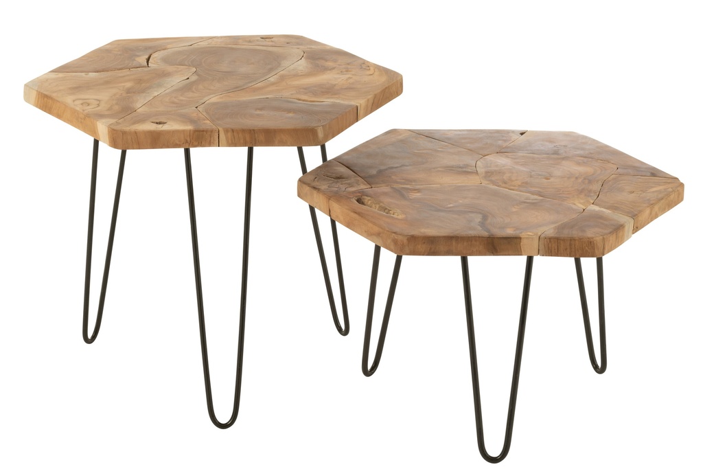 Lot de 2 tables d'appoint hexagonales