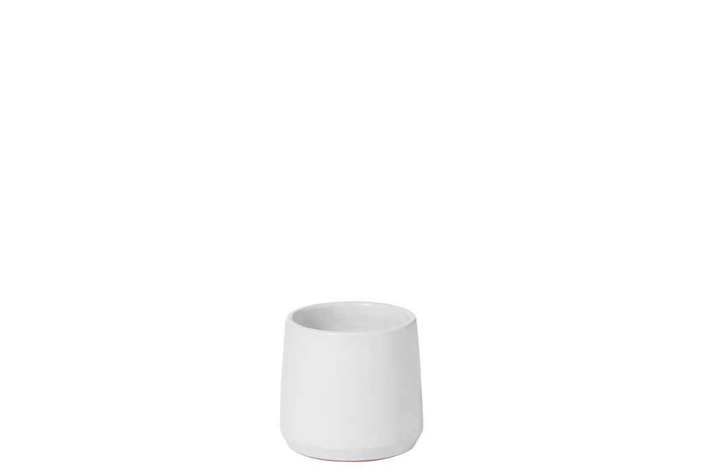 Pot de fleurs rond en céramique blanc
