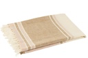 Plaid Rayures+Franges Rose Clair/Blanc/Beige