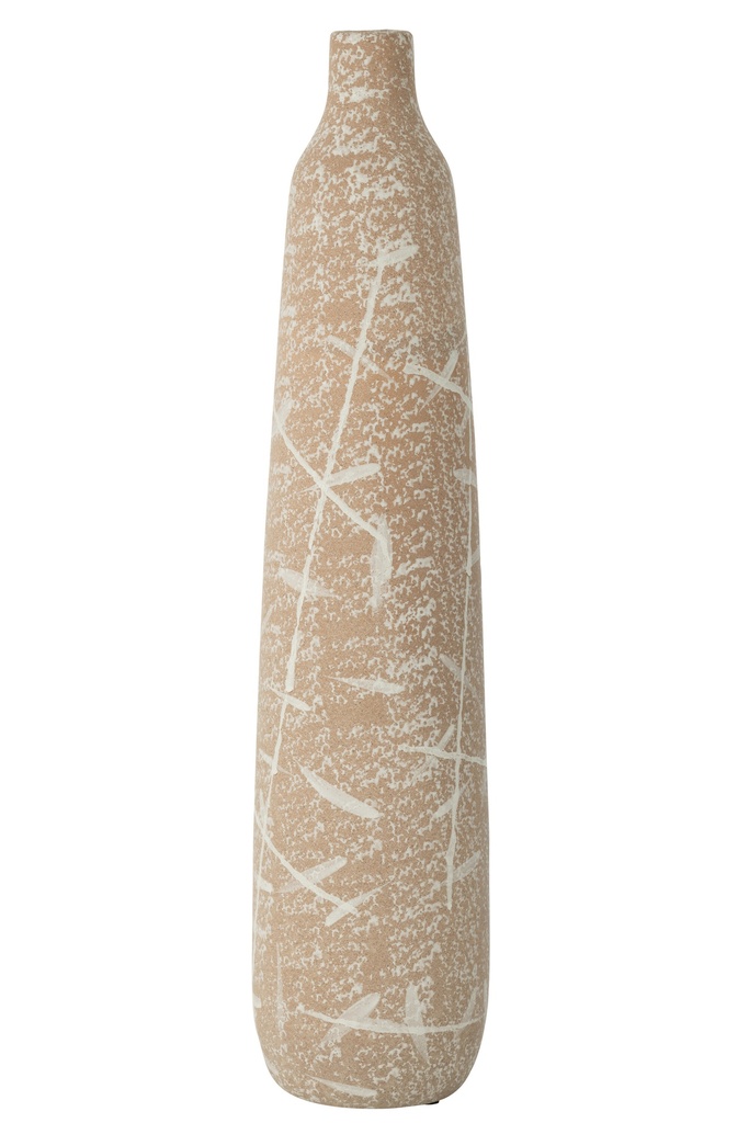 Vase Dune étroit en grès beige/blanc