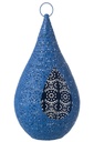 Tealight Holder Drop Metal/Glass Blue