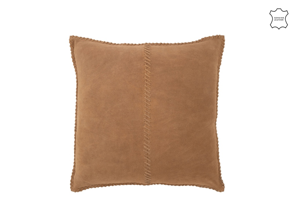 Coussin Centre Line Cuir Camel