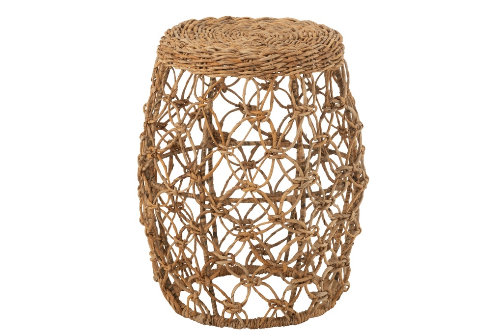 Side Table Barrel Iron/Banana Leaf