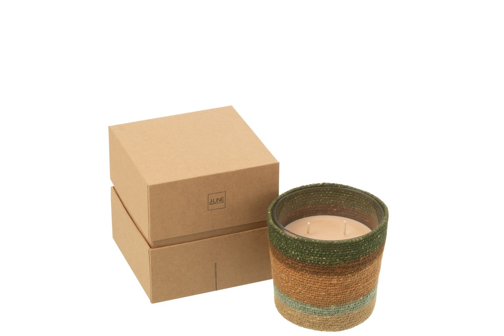 [50526] Bougie parfumée en forme de panier en cire beige/bleu
