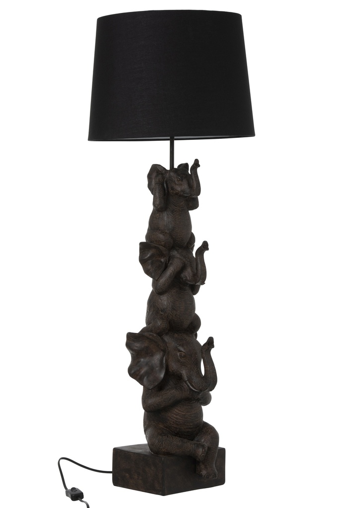 Lampe 3 Éléphants Polyrésine Marron