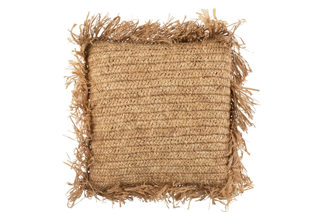 Coussin Carré Raphia Naturel Petit