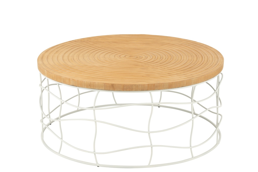 Table basse en fer sculpté/bois de pin