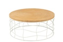 Table basse en fer sculpté/bois de pin