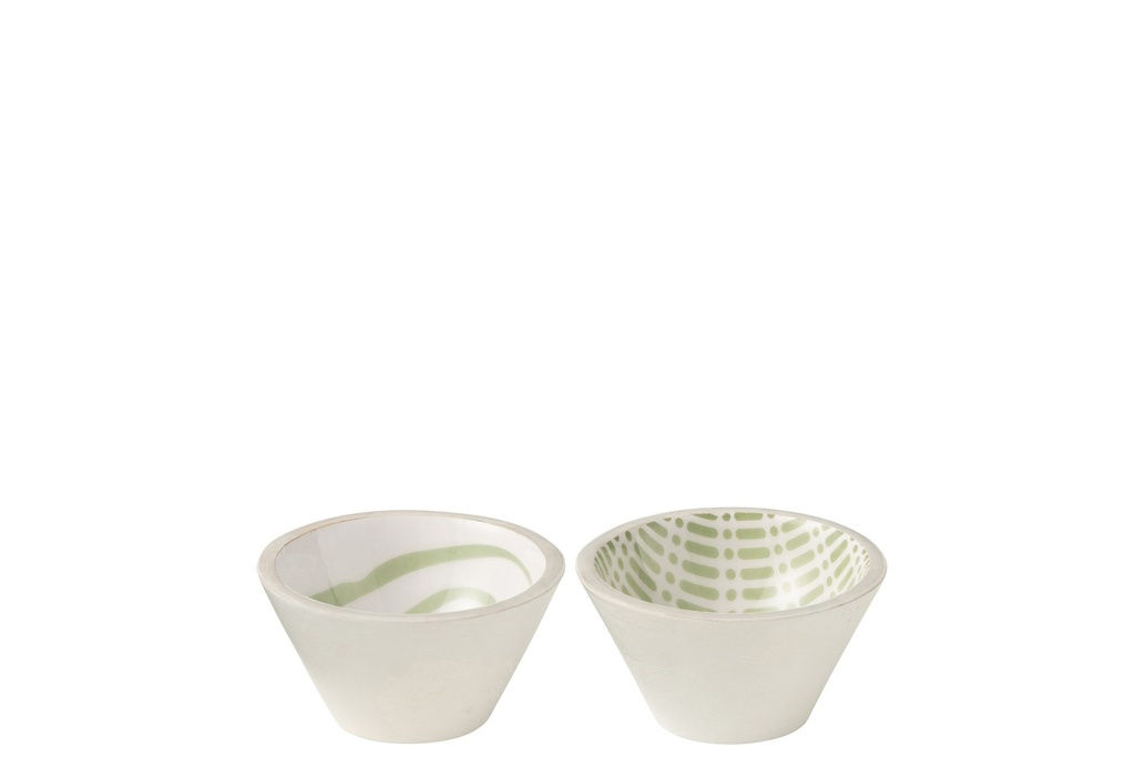 Bol en bois de manguier vert/blanc petit