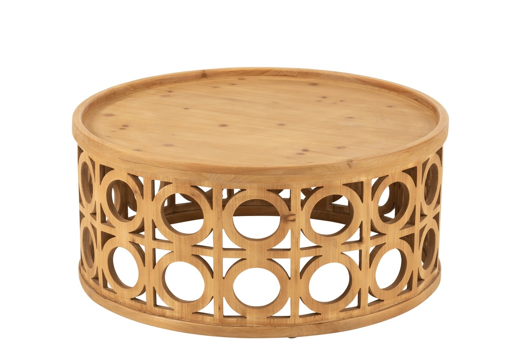 Table basse sculptée en bois de sapin/MDF